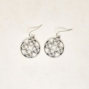 New Silver Tone Earrings Celtic Entwined Hearts Dangle Boho Bohemian Festival